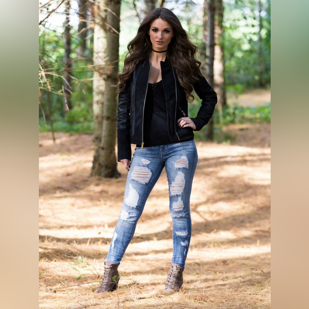 Guess Heavy Distressed Blue Skinny Jeans